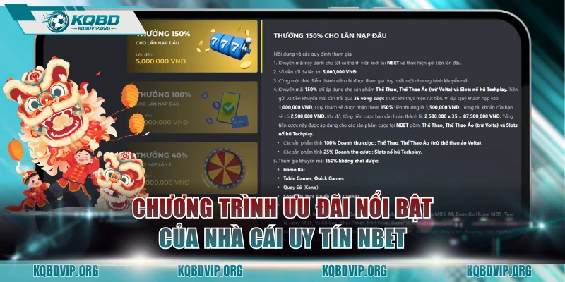 Chương trình ưu đãi nổi bật của nhà cái uy tín NBET