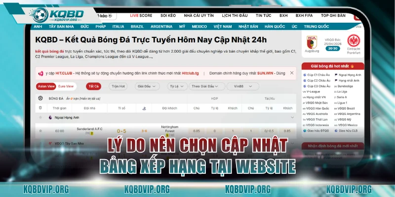 Lý do nên chọn cập nhật bảng xếp hạng tại website