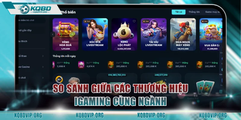 So sánh giữa các thương hiệu iGaming cùng ngành