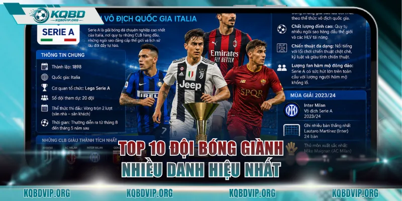 Top 10 đội bóng giành nhiều danh hiệu nhất
